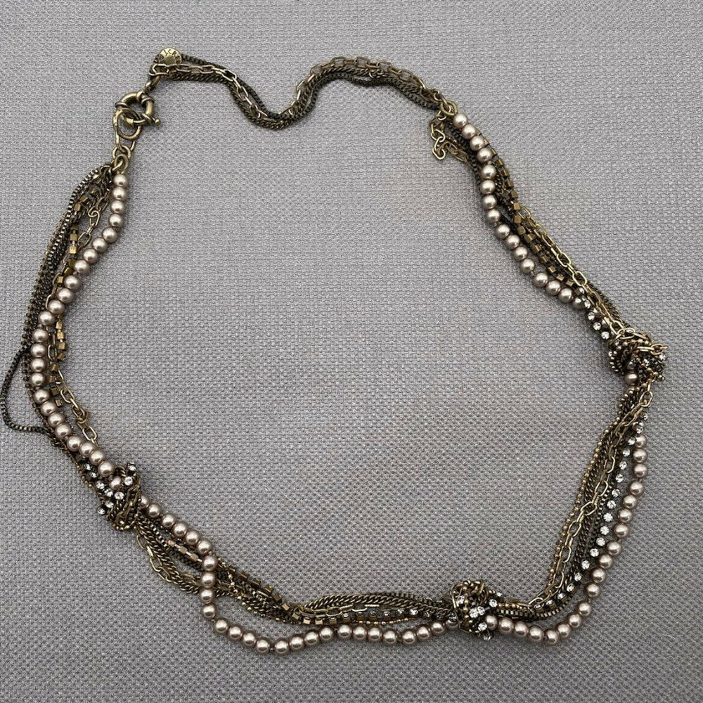 J. Crew long multi-strand knotted Pearl Crystal Go